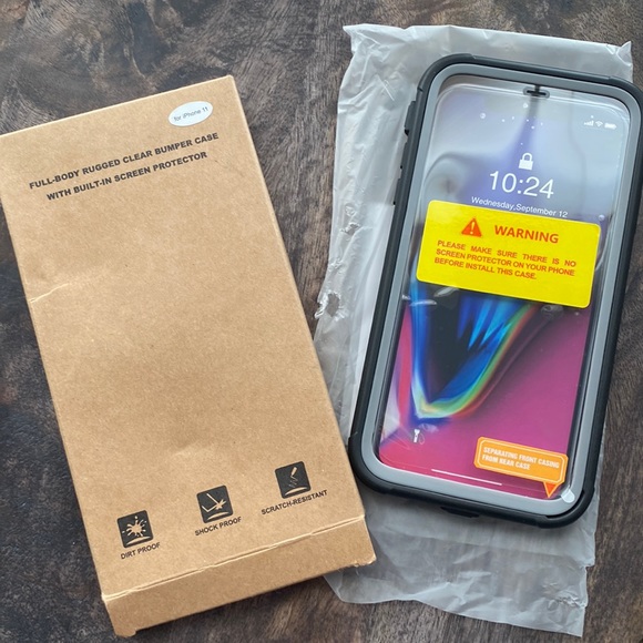 Full body rugged clear bumper phone case built in screen protector For iPhone 11